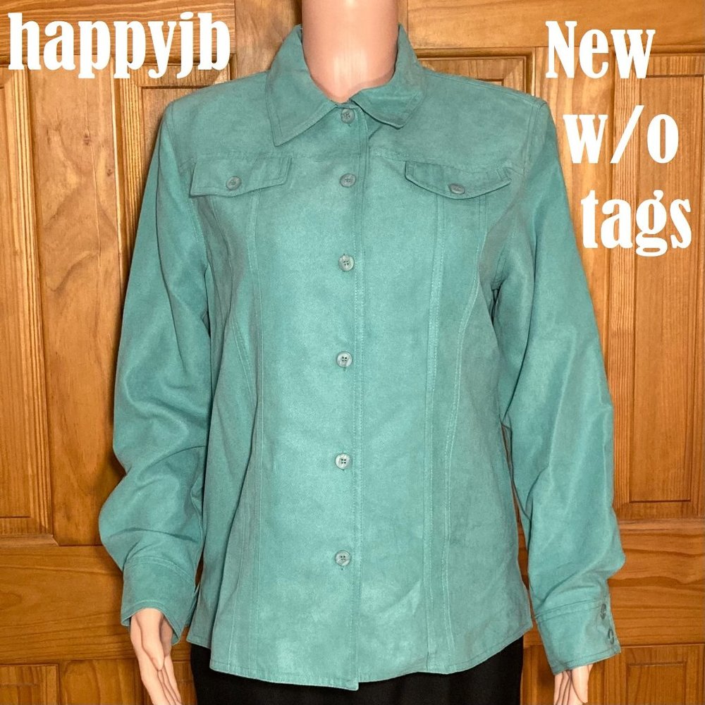 NWOT Alfred Dunner Vintage 80s 90s Top Long Sleeve Blouse Green Size 12